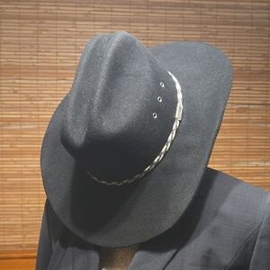 Super Clean Stetson Black Wool Felt Cowboy Hat